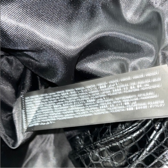 Mango Black Croc-Pattern Leather Jacket - Picture 2 of 3